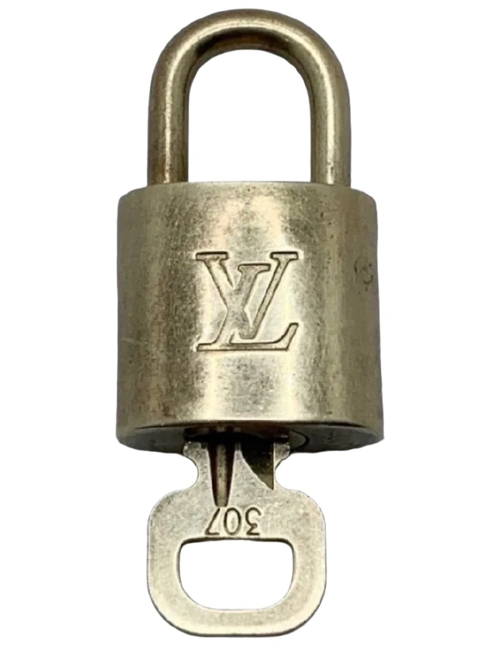 Louis Vuitton LV Padlock Lock & Key #307 Authentic Vintage Brass